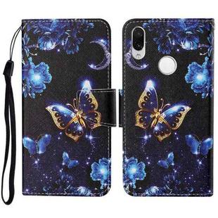 For Xiaomi Redmi Note 7 / 7 Pro Colored Drawing Pattern Horizontal Flip Leather Case with Holder & Card Slots & Wallet & Lanyard(Moon Butterfly)
