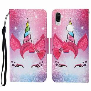 For Xiaomi Redmi Note 7 / 7 Pro Colored Drawing Pattern Horizontal Flip Leather Case with Holder & Card Slots & Wallet & Lanyard(Eyelash Unicorn)