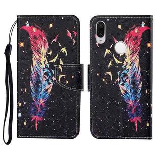 For Xiaomi Redmi Note 7 / 7 Pro Colored Drawing Pattern Horizontal Flip Leather Case with Holder & Card Slots & Wallet & Lanyard(Feather)