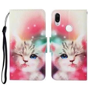 For Xiaomi Redmi Note 7 / 7 Pro Colored Drawing Pattern Horizontal Flip Leather Case with Holder & Card Slots & Wallet & Lanyard(Squint Cat)