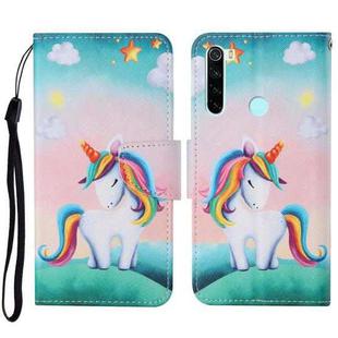 For Xiaomi Redmi Note 8 Colored Drawing Pattern Horizontal Flip Leather Case with Holder & Card Slots & Wallet & Lanyard(Rainbow Unicorn)
