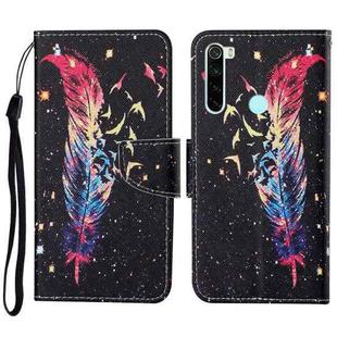 For Xiaomi Redmi Note 8 Colored Drawing Pattern Horizontal Flip Leather Case with Holder & Card Slots & Wallet & Lanyard(Feather)