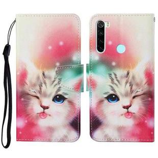 For Xiaomi Redmi Note 8 Colored Drawing Pattern Horizontal Flip Leather Case with Holder & Card Slots & Wallet & Lanyard(Squint Cat)