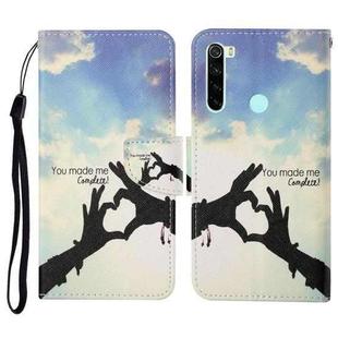 For Xiaomi Redmi Note 8 Colored Drawing Pattern Horizontal Flip Leather Case with Holder & Card Slots & Wallet & Lanyard(Love Gesture)