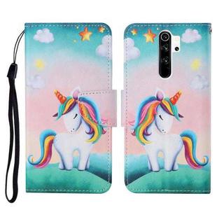 For Xiaomi Redmi Note 8 Pro Colored Drawing Pattern Horizontal Flip Leather Case with Holder & Card Slots & Wallet & Lanyard(Rainbow Unicorn)