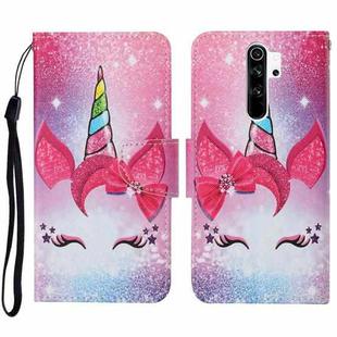 For Xiaomi Redmi Note 8 Pro Colored Drawing Pattern Horizontal Flip Leather Case with Holder & Card Slots & Wallet & Lanyard(Eyelash Unicorn)