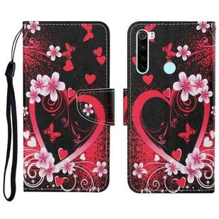 For Xiaomi Redmi Note 8T Colored Drawing Pattern Horizontal Flip Leather Case with Holder & Card Slots & Wallet & Lanyard(Red Heart)