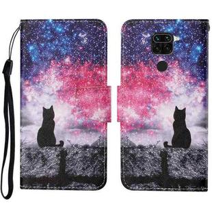 For Xiaomi Redmi Note 9 Colored Drawing Pattern Horizontal Flip Leather Case with Holder & Card Slots & Wallet & Lanyard(Starry Cat)