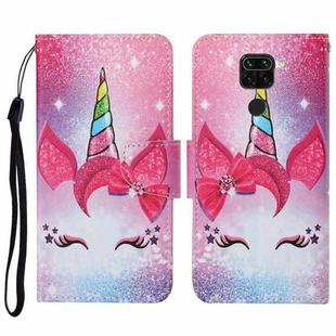 For Xiaomi Redmi Note 9 Colored Drawing Pattern Horizontal Flip Leather Case with Holder & Card Slots & Wallet & Lanyard(Eyelash Unicorn)