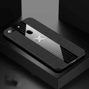 For OPPO R15 Standard Edition XINLI Stitching Cloth Textue Shockproof TPU Protective Case(Black)