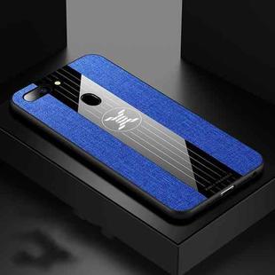 For OPPO R15 Standard Edition XINLI Stitching Cloth Textue Shockproof TPU Protective Case(Blue)