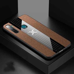 For OPPO Realme Q XINLI Stitching Cloth Textue Shockproof TPU Protective Case(Brown)