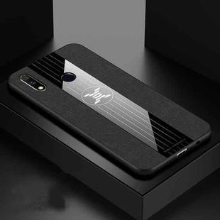 For OPPO Realme X Lite XINLI Stitching Cloth Textue Shockproof TPU Protective Case(Black)