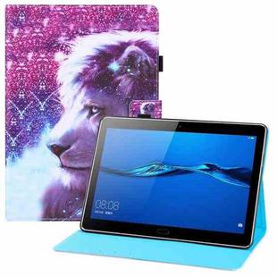 For Huawei MediaPad M3 Lite 10 Colored Drawing Horizontal Flip PU Leather Case with Holder & Card Slots & Wallet & Sleep / Wake-up Function(Lion)