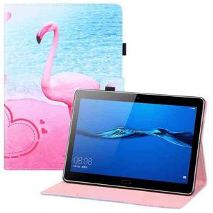 For Huawei MediaPad M3 Lite 10 Colored Drawing Horizontal Flip PU Leather Case with Holder & Card Slots & Wallet & Sleep / Wake-up Function(Flamingo)