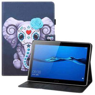 For Huawei MediaPad M3 Lite 10 Colored Drawing Horizontal Flip PU Leather Case with Holder & Card Slots & Wallet & Sleep / Wake-up Function(Mask Elephant)