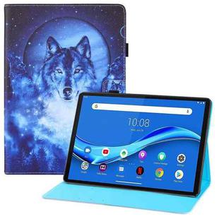 For Lenovo Tab M10 TB-X306F Colored Drawing Horizontal Flip PU Leather Case with Holder & Card Slots & Wallet & Sleep / Wake-up Function(Moon Wolf)