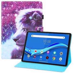 For Lenovo Tab M10 TB-X306F Colored Drawing Horizontal Flip PU Leather Case with Holder & Card Slots & Wallet & Sleep / Wake-up Function(Lion)