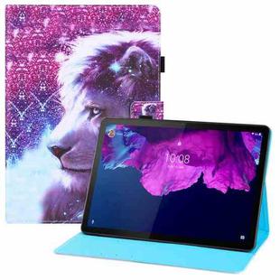 For Lenovo Tab P11 (Tab-J606F) Colored Drawing Horizontal Flip PU Leather Case with Holder & Card Slots & Wallet & Sleep / Wake-up Function(Lion)