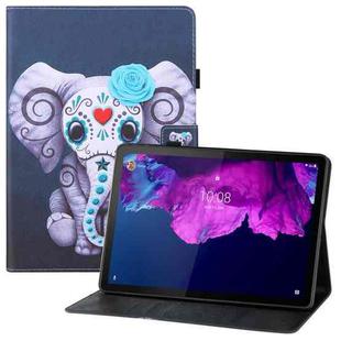 For Lenovo Tab P11 (Tab-J606F) Colored Drawing Horizontal Flip PU Leather Case with Holder & Card Slots & Wallet & Sleep / Wake-up Function(Mask Elephant)