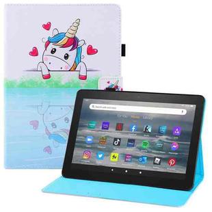 For Amazon Kindle Fire HD7 Colored Drawing Horizontal Flip PU Leather Case with Holder & Card Slots & Wallet & Sleep / Wake-up Function(Loving Unicorn)