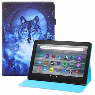 For Amazon Kindle Fire HD7 Colored Drawing Horizontal Flip PU Leather Case with Holder & Card Slots & Wallet & Sleep / Wake-up Function(Moon Wolf)