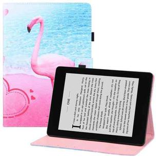 For Amazon Kindle Paperwhite (2019) Colored Drawing Horizontal Flip PU Leather Case with Holder & Card Slots & Wallet & Sleep / Wake-up Function(Flamingo)