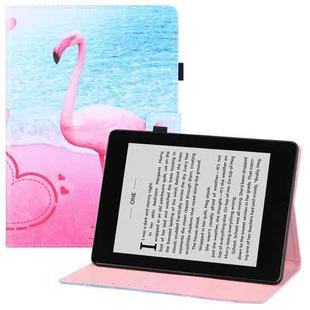 For Amazon Kindle Paperwhite 4 / 3 / 2 / 1 Colored Drawing Horizontal Flip PU Leather Case with Holder & Card Slots & Wallet & Sleep / Wake-up Function(Flamingo)