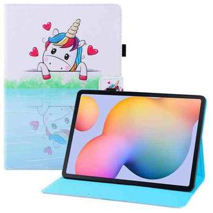 For Samsung Galaxy Tab S6 Lite P610 Colored Drawing Horizontal Flip PU Leather Case with Holder & Card Slots & Wallet & Sleep / Wake-up Function(Loving Unicorn)