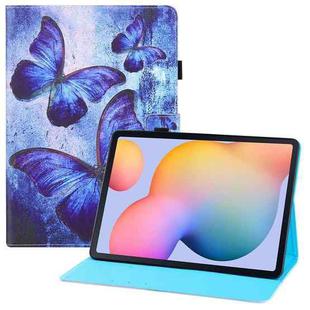 For Samsung Galaxy Tab S6 Lite P610 Colored Drawing Horizontal Flip PU Leather Case with Holder & Card Slots & Wallet & Sleep / Wake-up Function(Blue Butterflies)