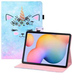 For Samsung Galaxy Tab S6 Lite P610 Colored Drawing Horizontal Flip PU Leather Case with Holder & Card Slots & Wallet & Sleep / Wake-up Function(Smiley Cat)