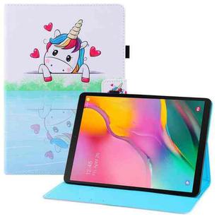 For Samsung Galaxy Tab A 10.1 (2019) T510 Colored Drawing Horizontal Flip PU Leather Case with Holder & Card Slots & Wallet & Sleep / Wake-up Function(Loving Unicorn)