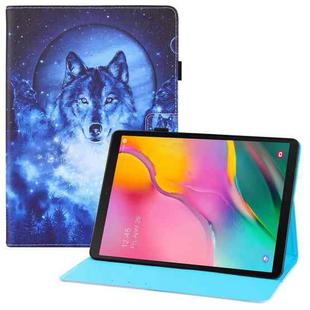 For Samsung Galaxy Tab A 10.1 (2019) T510 Colored Drawing Horizontal Flip PU Leather Case with Holder & Card Slots & Wallet & Sleep / Wake-up Function(Moon Wolf)