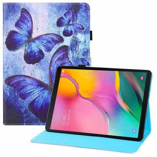 For Samsung Galaxy Tab A 10.1 (2019) T510 Colored Drawing Horizontal Flip PU Leather Case with Holder & Card Slots & Wallet & Sleep / Wake-up Function(Blue Butterflies)