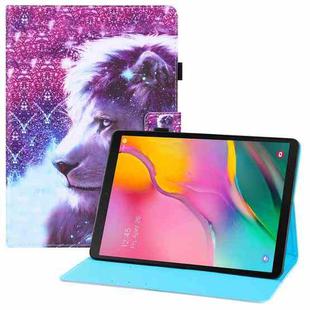 For Samsung Galaxy Tab A 10.1 (2019) T510 Colored Drawing Horizontal Flip PU Leather Case with Holder & Card Slots & Wallet & Sleep / Wake-up Function(Lion)