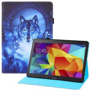 For Samsung Galaxy Tab 4 10.1 T530 Colored Drawing Horizontal Flip PU Leather Case with Holder & Card Slots & Wallet & Sleep / Wake-up Function(Moon Wolf)