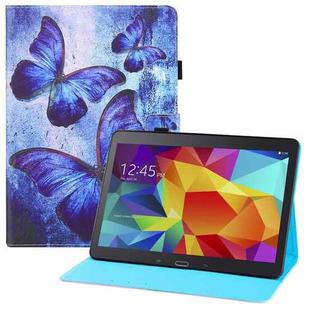 For Samsung Galaxy Tab 4 10.1 T530 Colored Drawing Horizontal Flip PU Leather Case with Holder & Card Slots & Wallet & Sleep / Wake-up Function(Blue Butterflies)