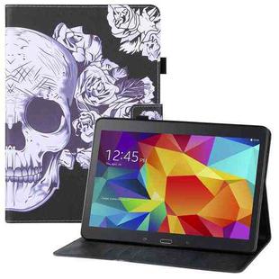 For Samsung Galaxy Tab 4 10.1 T530 Colored Drawing Horizontal Flip PU Leather Case with Holder & Card Slots & Wallet & Sleep / Wake-up Function(Flower Skull)