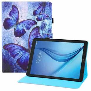 For Samsung Galaxy Tab E 9.6 T560 Colored Drawing Horizontal Flip PU Leather Case with Holder & Card Slots & Wallet & Sleep / Wake-up Function(Blue Butterflies)