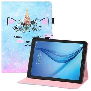 For Samsung Galaxy Tab E 9.6 T560 Colored Drawing Horizontal Flip PU Leather Case with Holder & Card Slots & Wallet & Sleep / Wake-up Function(Smiley Cat)