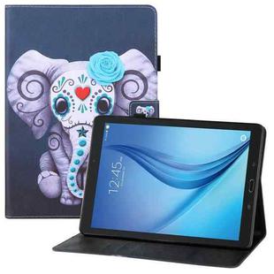 For Samsung Galaxy Tab E 9.6 T560 Colored Drawing Horizontal Flip PU Leather Case with Holder & Card Slots & Wallet & Sleep / Wake-up Function(Mask Elephant)