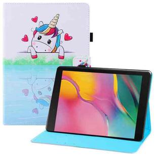 For Samsung Galaxy Tab A 10.5 T590 T595 Colored Drawing Horizontal Flip PU Leather Case with Holder & Card Slots & Wallet & Sleep / Wake-up Function(Loving Unicorn)