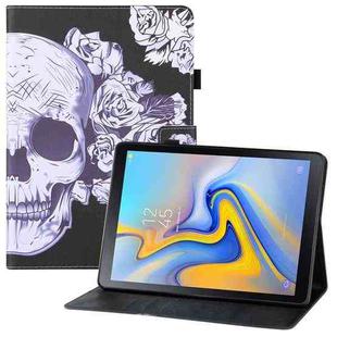 For Samsung Galaxy Tab A 10.5 T590 T595 Colored Drawing Horizontal Flip PU Leather Case with Holder & Card Slots & Wallet & Sleep / Wake-up Function(Flower Skull)