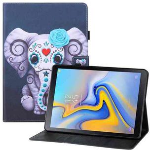 For Samsung Galaxy Tab A 10.5 T590 T595 Colored Drawing Horizontal Flip PU Leather Case with Holder & Card Slots & Wallet & Sleep / Wake-up Function(Mask Elephant)