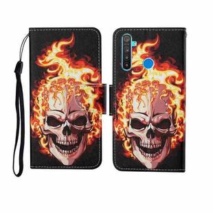 For OPPO Realme 5 Painted Pattern Horizontal Flip Leathe Case(Flame Skull)