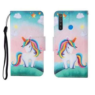 For OPPO Realme 5 Pro Painted Pattern Horizontal Flip Leathe Case(Rainbow Unicorn)
