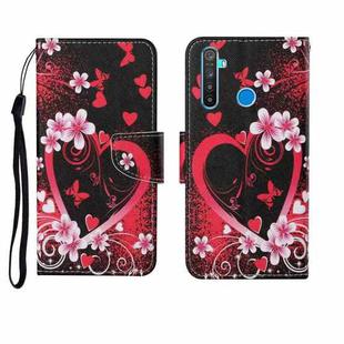 For OPPO Realme 5 Pro Painted Pattern Horizontal Flip Leathe Case(Red Heart)