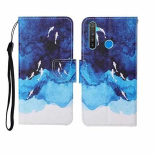 For OPPO Realme 5 Pro Painted Pattern Horizontal Flip Leathe Case(Watercolor Fish)