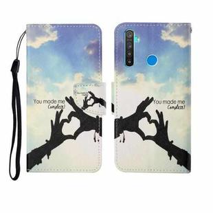 For OPPO Realme 5 Pro Painted Pattern Horizontal Flip Leathe Case(Finger)