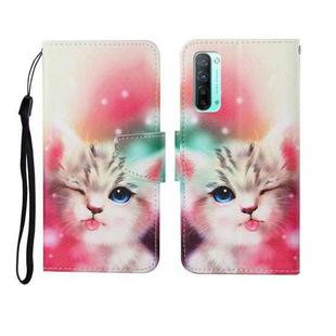 For OPPO Reno3 Painted Pattern Horizontal Flip Leathe Case(Cat)